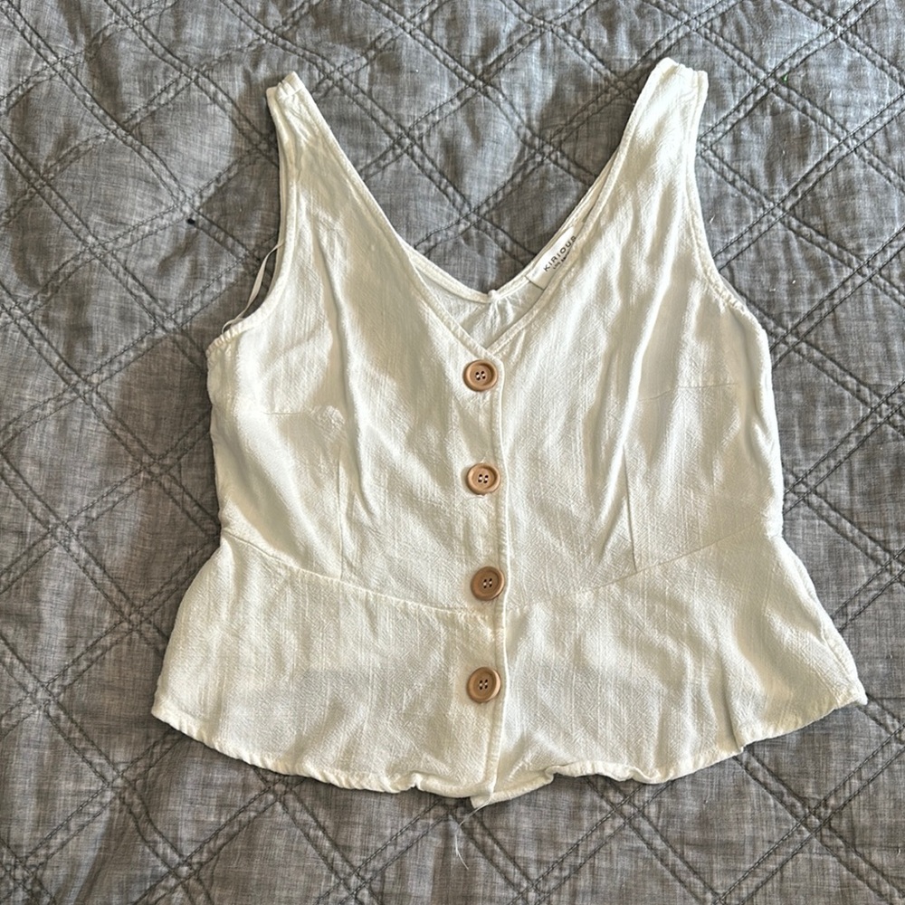 Women's Cream Button-Down Top
